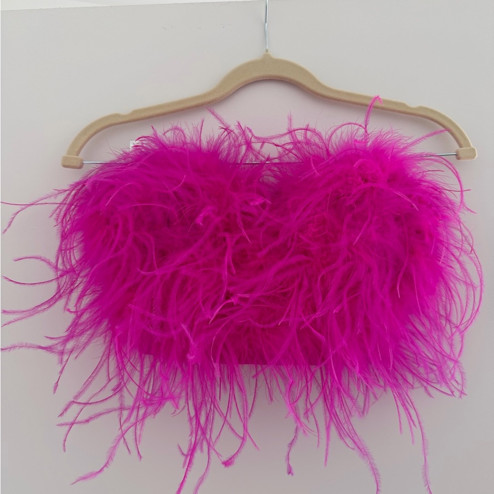 Fashion Nova Pink Feather Top